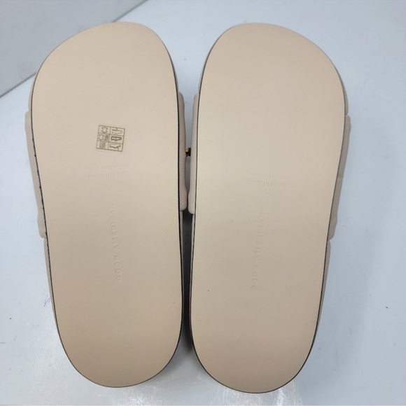 Good American Platform Chunky Gold Chain Beige Nude Slides Sandals Resort Beachy - Picture 7 of 8